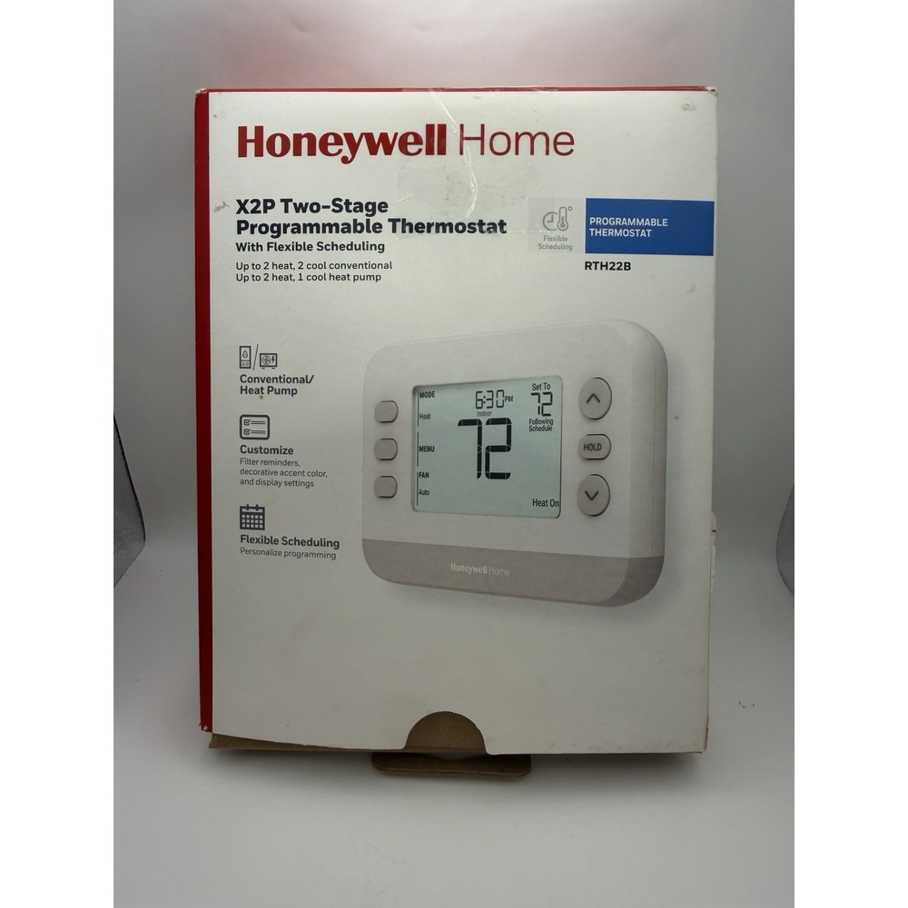 Honeywell Home RTH22B X2P 2-Stage Programmable Thermostat Open Box New